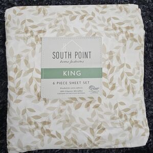 King 4 Pc Sheet Set - Brown And White- Excellent Condition